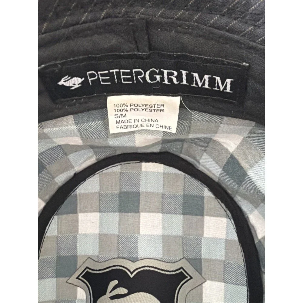 Vtg Y2K Peter Grimm Fedora Hat Sz Small Medium Black Pin Striped Logo EUC